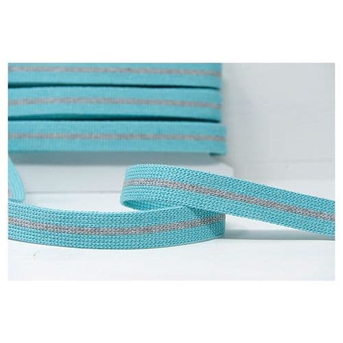 25mm wide multi coloured webbing- aqua grey