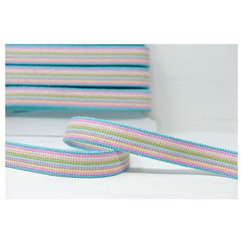 25mm wide multi coloured webbing- pastel rainbow