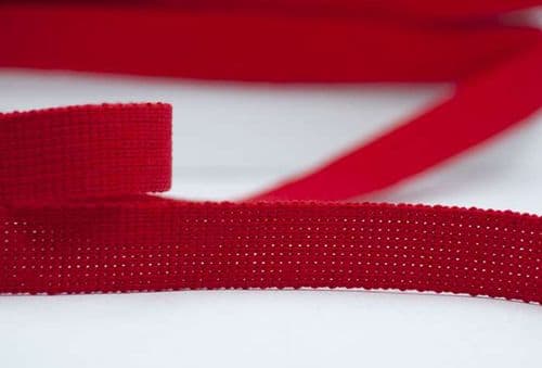 25mm wide plain colour webbing red
