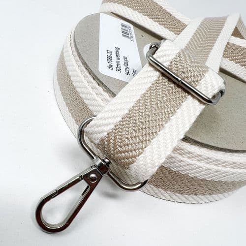 30mm Colour Block Stripe, Ecru/Taupe