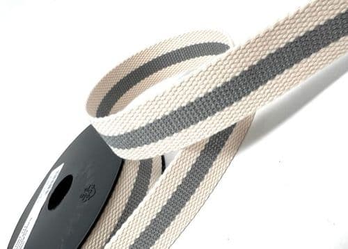 30mm cotton classic stripe - ecru/grey
