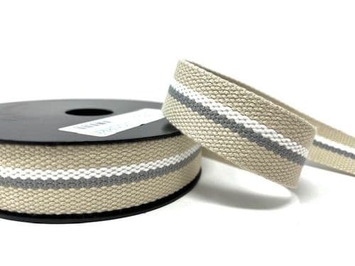 30mm cotton classic stripe - ecru/white/grey