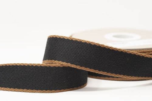 30mm cotton mix heavy duty webbing -black/chestnut