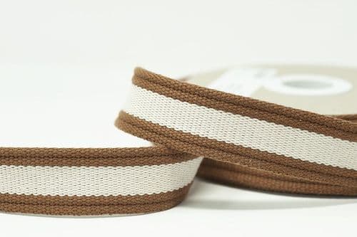 30mm cotton mix heavy duty webbing -brown/ecru