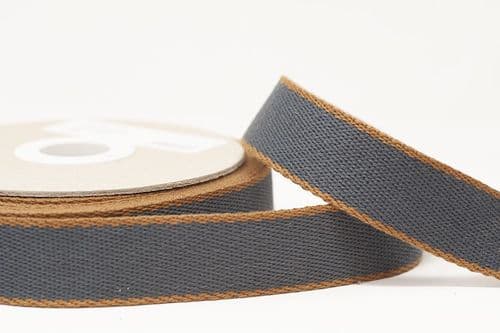 30mm cotton mix heavy duty webbing - grey/chestnut