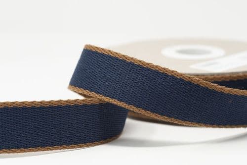 30mm cotton mix heavy duty webbing -navy/chestnut