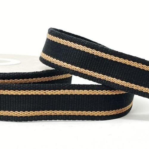 30mmStripe Edge Webbing - Black/Chestnut
