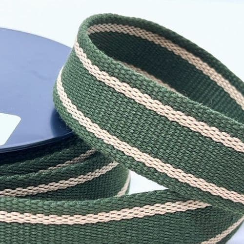 30mmStripe Edge Webbing - Khaki/Taupe