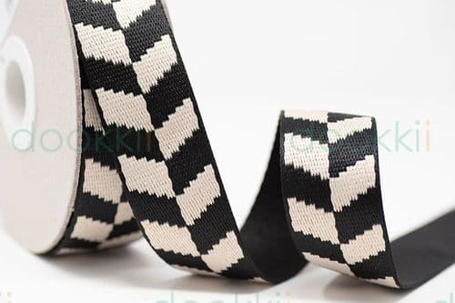 36mm webbing - chevron natural/black