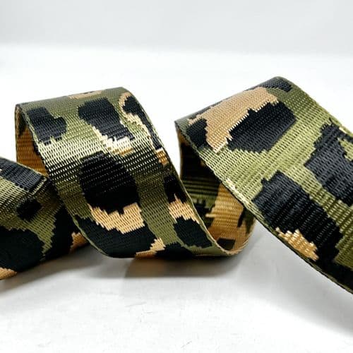 38mm Animal Webbing - Khaki/Black/Gold