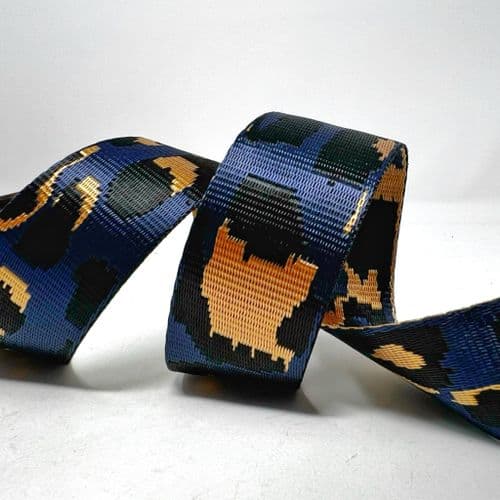 38mm Animal Webbing - Navy/Black/Gold