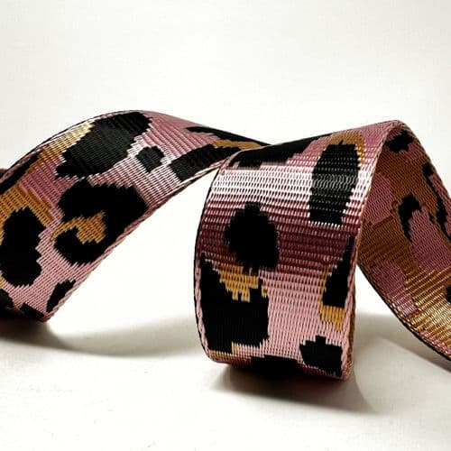 38mm Animal Webbing - Rose/Black/Gold