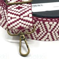 38mm diamond  tapestry webbing - bordeaux/natural