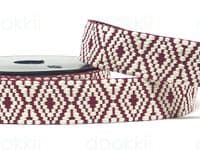 38mm diamond  tapestry webbing - bordeaux/natural