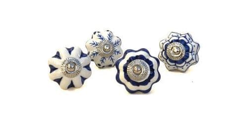 4 Blue/White Melons knobs