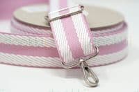 40mm plait design webbing - pink/white