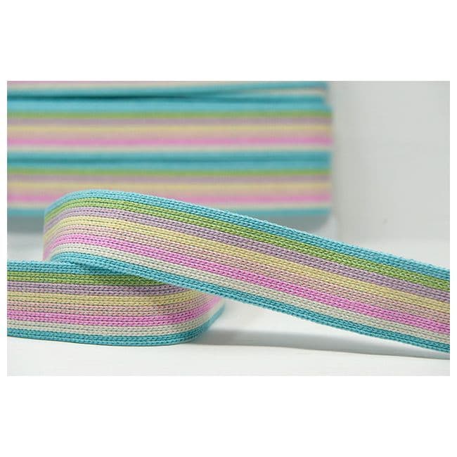40mm wide multi coloured webbing- pastel rainbow