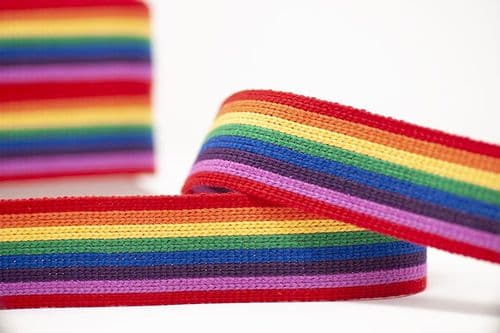 40mm wide multi coloured webbing rainbow