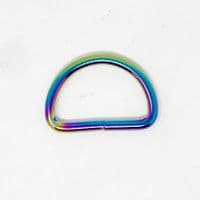 5 x 25mm metal d-rings - rainbow