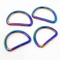 5 x 25mm metal d-rings - rainbow