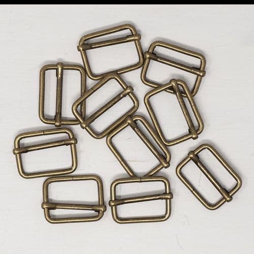 5 x 25mm metal strap slider - Antique Brass
