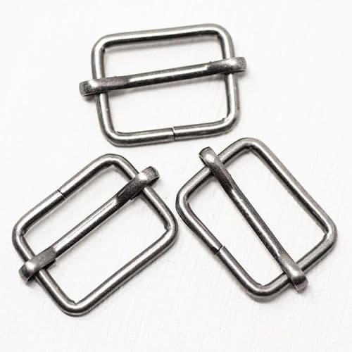 5 x 25mm metal strap slider - Antique Silver