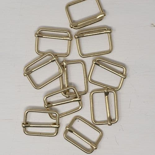 5 x 25mm metal strap slider - Bright Brass