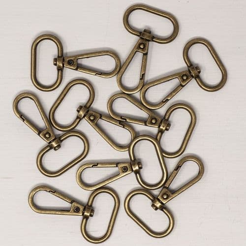 5 x 25mm snap hooks - Antique Bronze