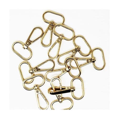 5 x 25mm snap hooks - Bright Brass
