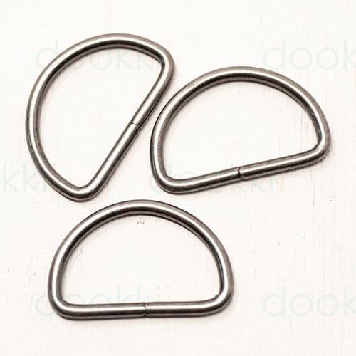 5 x 32mm metal d-rings - antique silver