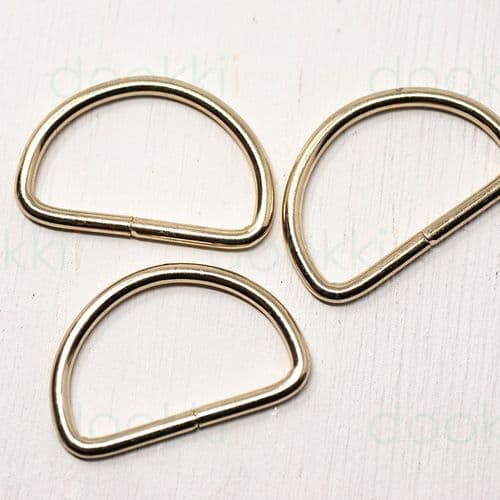 5 x 32mm metal d-rings - bright brass