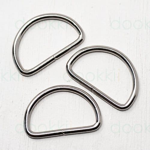 5 x 32mm metal d-rings - Silver