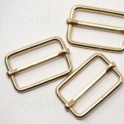 5 x 32mm metal strap slider - bright brass