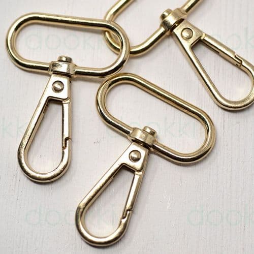 5 x 32mm snap hooks - bright brass