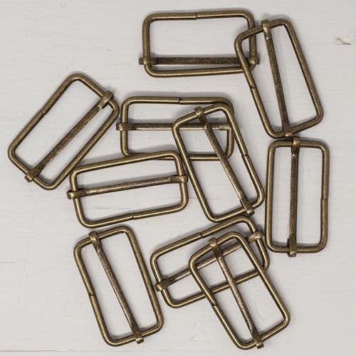 5 x 38mm metal strap slider - antique bronze