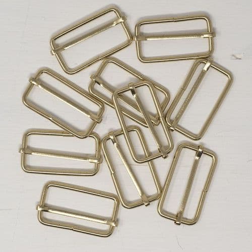 5 x 38mm metal strap slider - bright brass