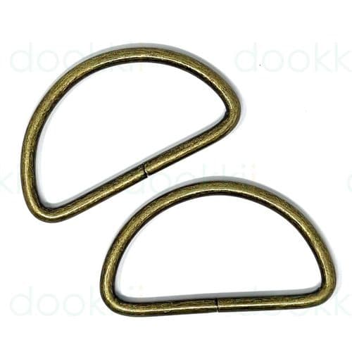 5 x 50mm d-rings - Antique Brass