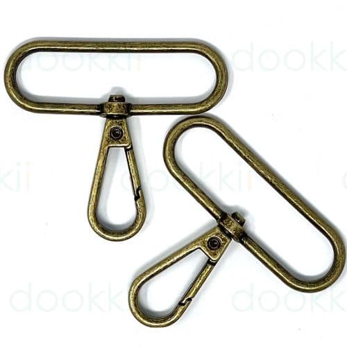 5 x 50mm metal snap hooks - Antique brass