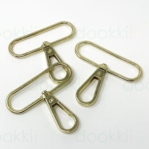 5 x 50mm metal snap hooks - Gold