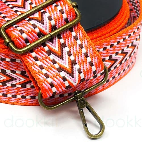 50mm Arrow weave webbing - Orange/Pink