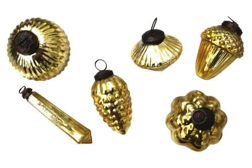 6 Mixed Gold Baubles