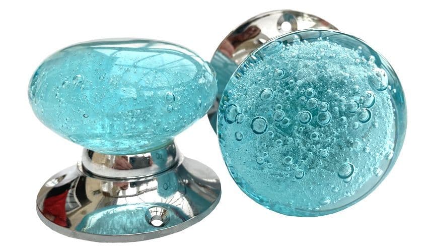 Aqua bubble glass mortice knobs