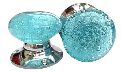 Aqua bubble glass mortice knobs