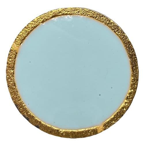 Aqua Enamel Disk Gold Trim