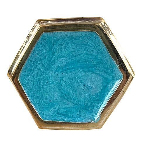 Aqua Enamel Hex Gold Trim