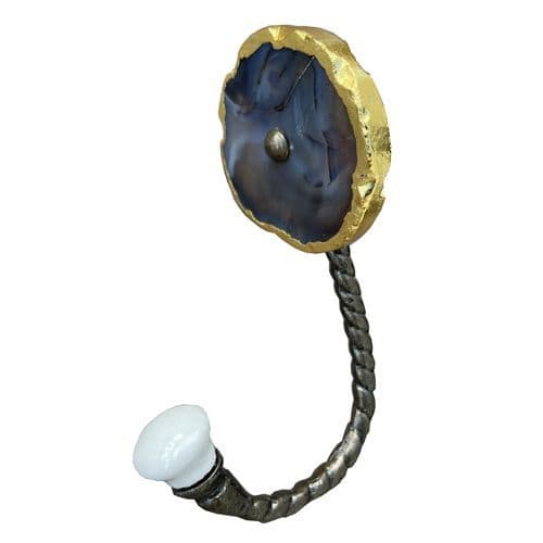 Black and Brown Agate Hook with Gold Trim