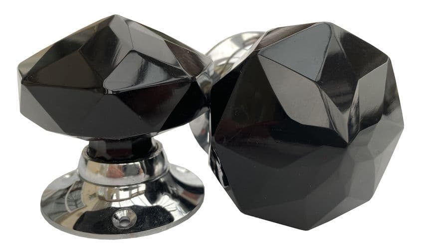 Black glass mortice knobs