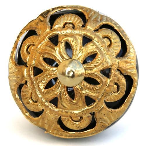 Black with gold ornate fitting knob