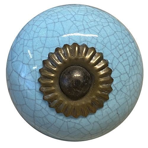 Blue crackle glaze knob ANTIQUE