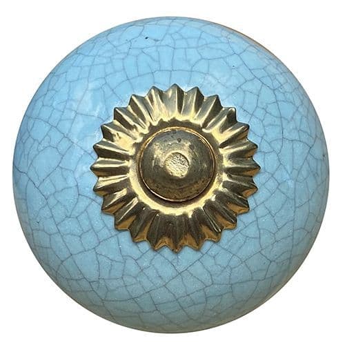 Blue crackle glaze knob GOLD